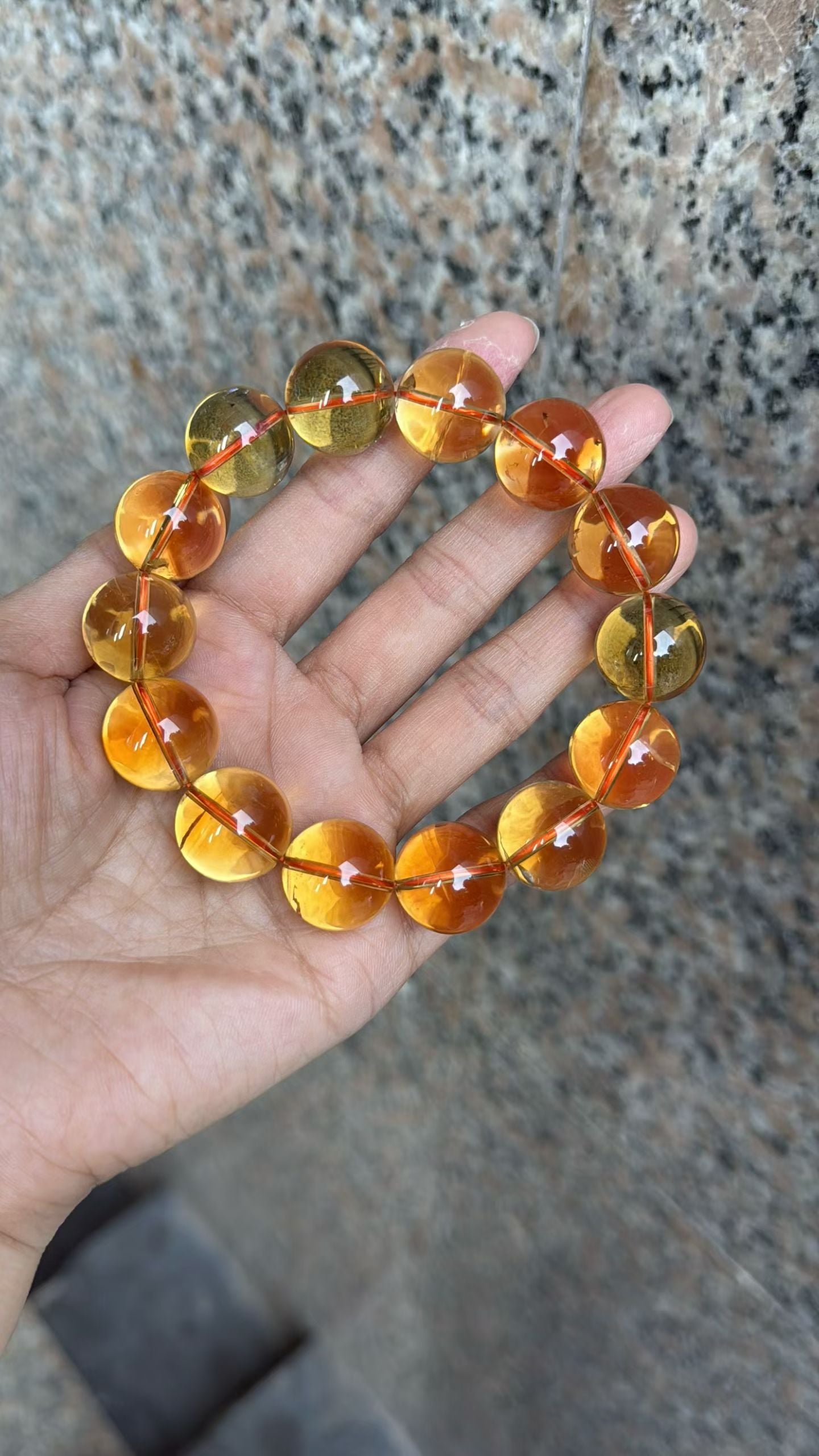 Natural Citrine yellow Citrine Quartz Crystal beads bracelet 17mm