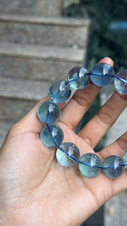 Natural Genuine blue aquamarine beads bracelet 17mm