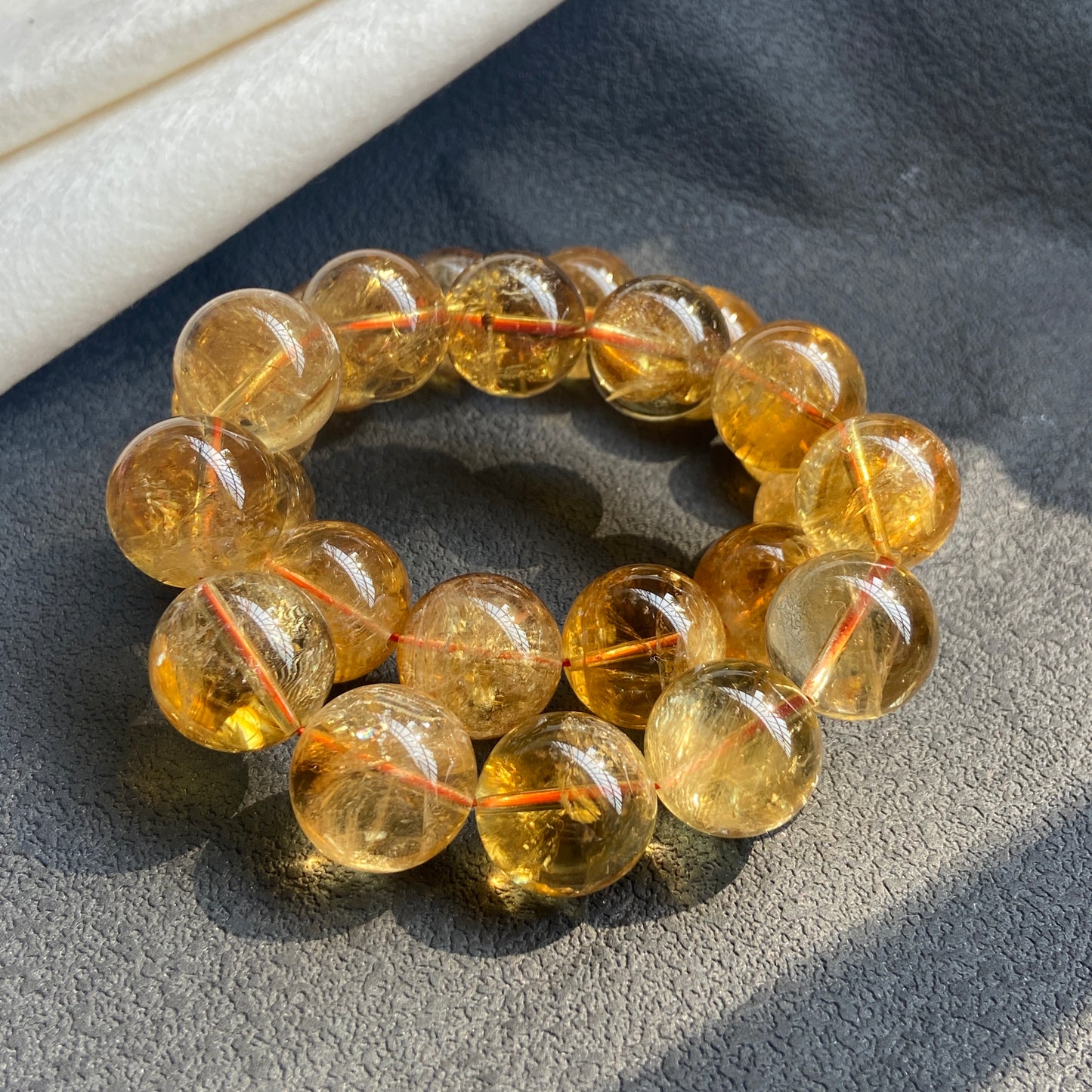 16MM Natural yellow Citrine Quartz Crystal beaded bracelet