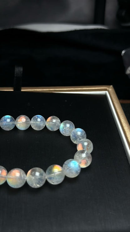 Natural Rainbow Flashlight moonstone beads bracelet 10.8mm