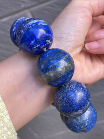 28mm Natural Lapis Lazuli beaded bracelet