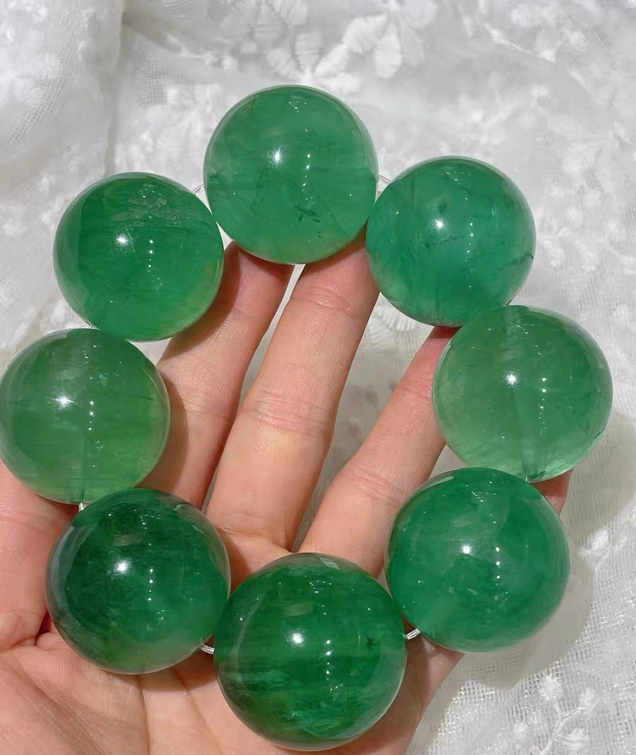 Natural Green fluorite beads bracelet 30mm