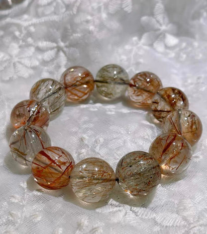 Black Golden Super Seven Rutilated Quartz beaded