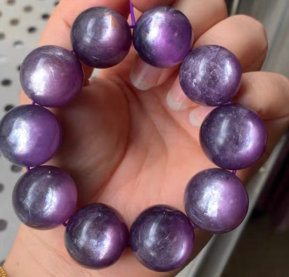 20mm purple Lepidolite Round beaded bracelet