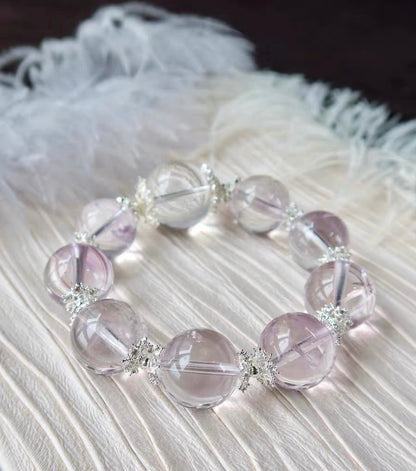 17mm Bolivia Amethyst Quartz Crystal And Rock Quartz bracelet