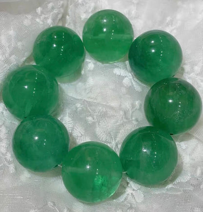 Natural Green fluorite beads bracelet 30mm