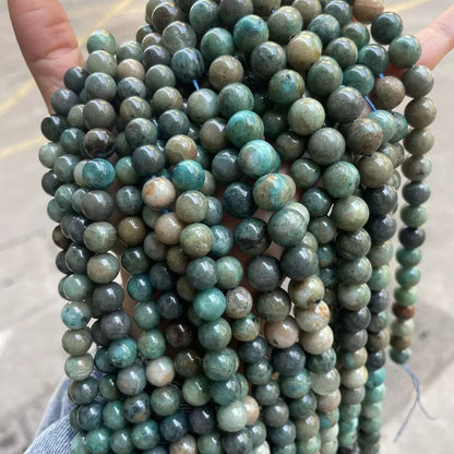 Genuine Natural Chrysocolla Green smooth round loose beads wholesale