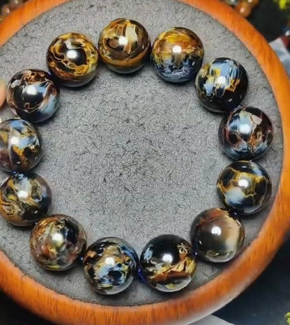 17MM Natural Blue Brown Pietersite Beaded bracelet