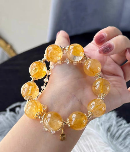 16mm Natural Yellow Hematoid Lepidocrocite Quartz Crystal beaded bracelet