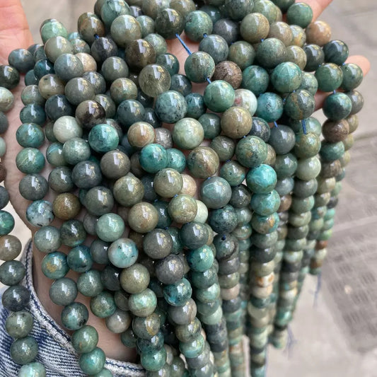 Genuine Natural Chrysocolla Green smooth round loose beads wholesale