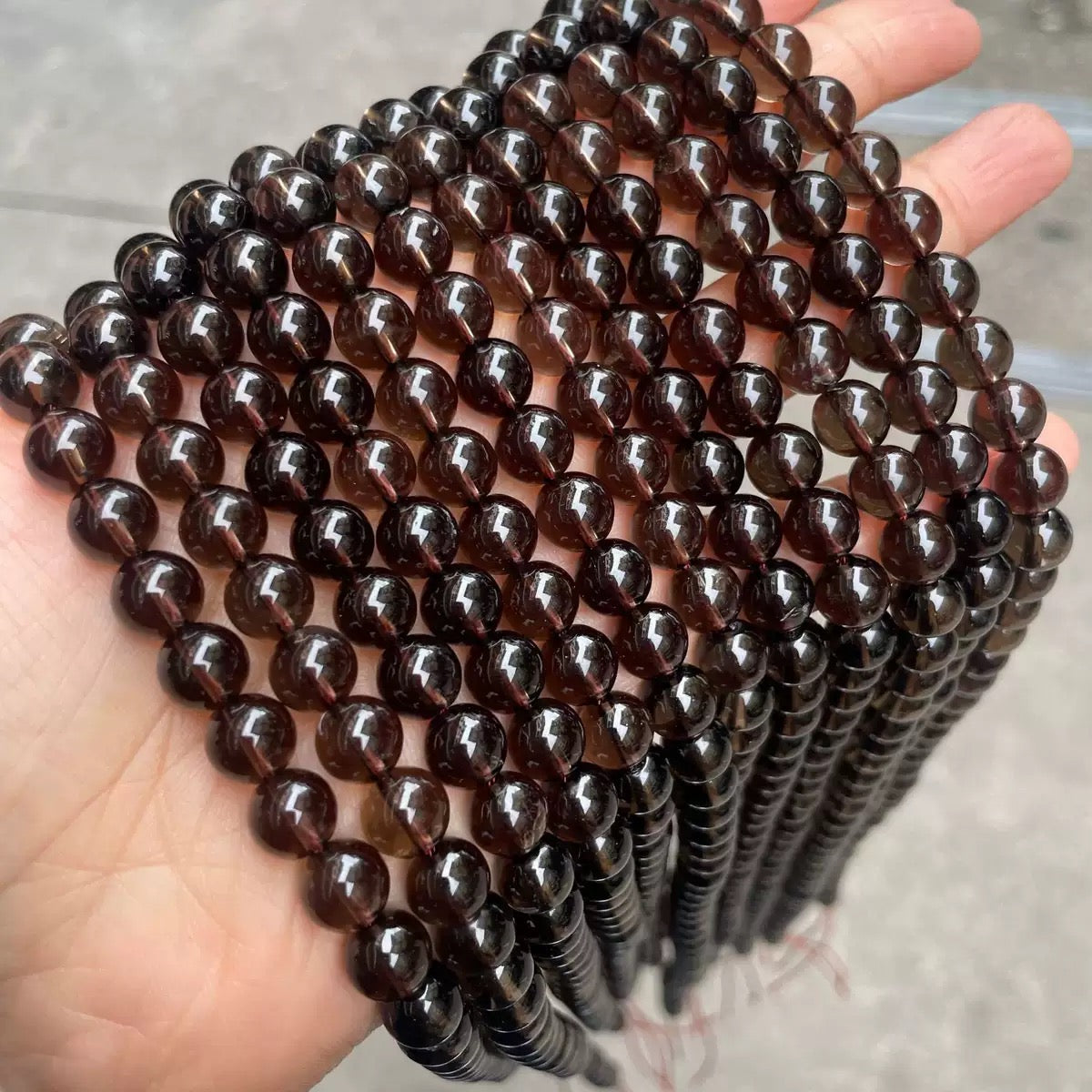 Natural Smoky Quartz Crystal smooth round loose beads