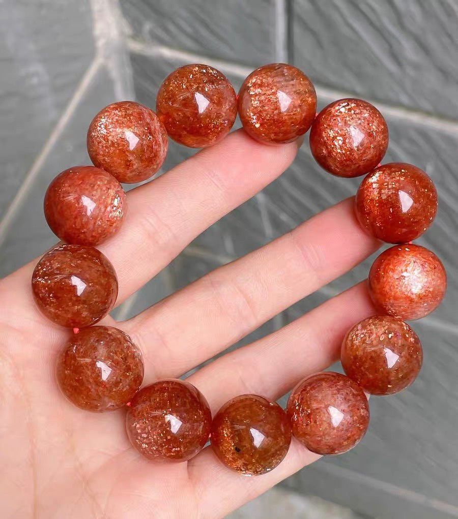 17mm Natural Golden Sunstone beaded bracelet