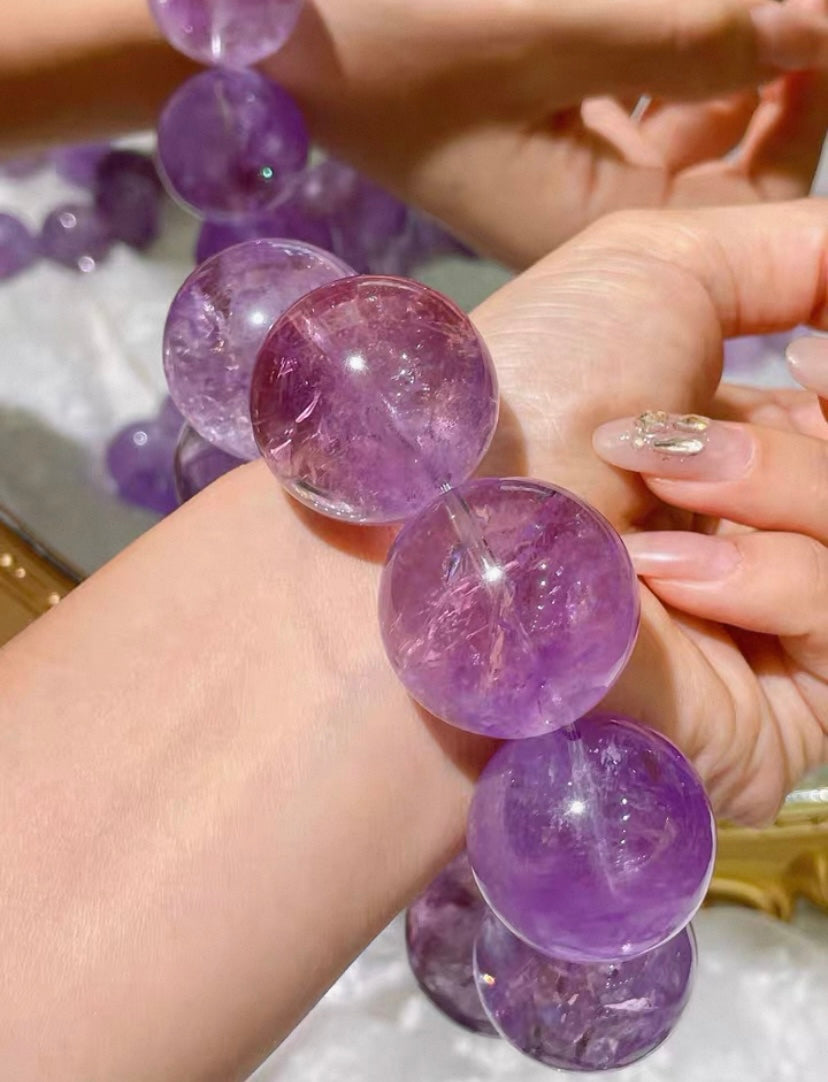 28MM Lavender Purple Amethyst Quartz Crystal bracelet