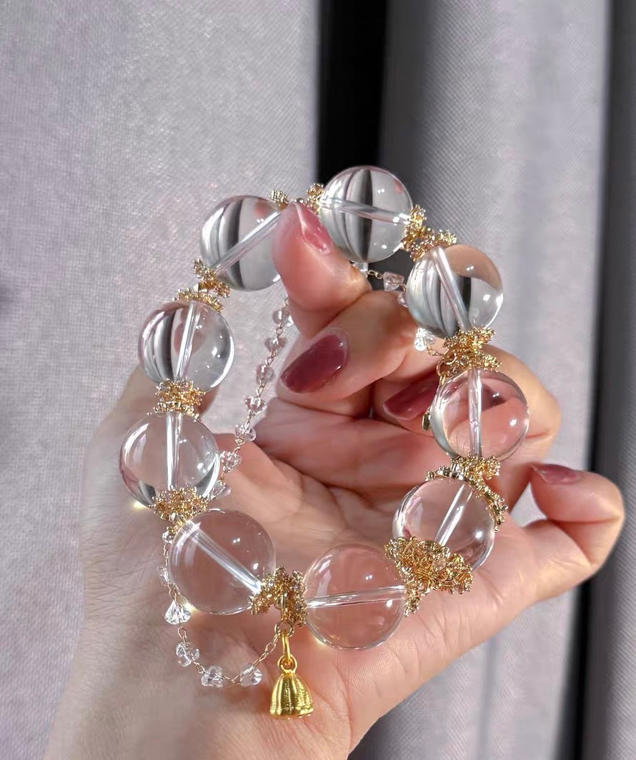 Natural White Rock quartz crystal beaded bracelet