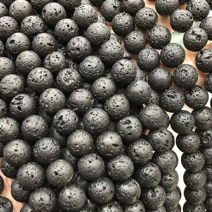 Natural Black lava round beads, Untreated Beads,Volcanic Rock Beads