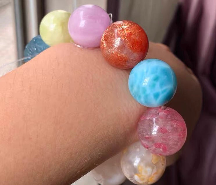 19MM Natural Mixed Gemstone Crystal bracelet