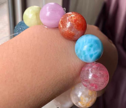 19MM Natural Mixed Gemstone Crystal bracelet