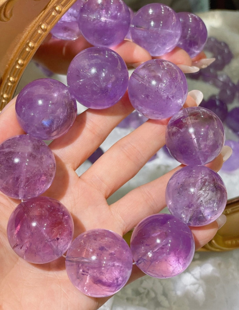 28MM Lavender Purple Amethyst Quartz Crystal bracelet