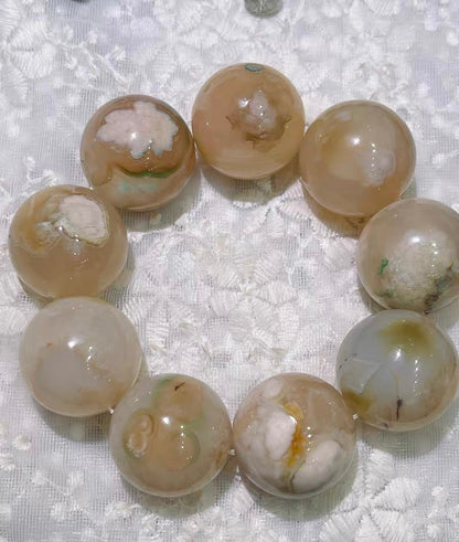 Cherry Blossom agate beaded bracelet 30mm