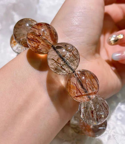 Black Golden Super Seven Rutilated Quartz beaded