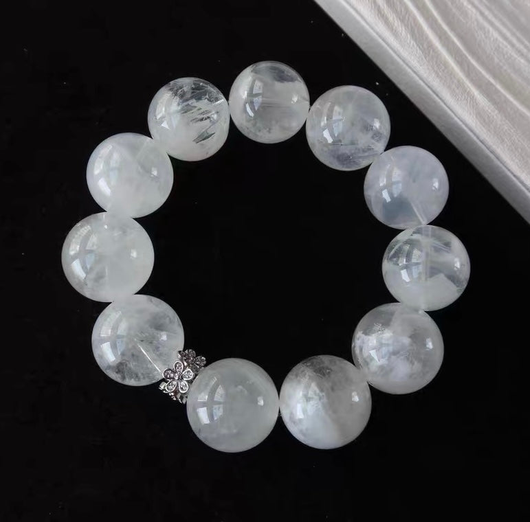 Natural Snow phantom quartz Crystal beads bracelet 19mm