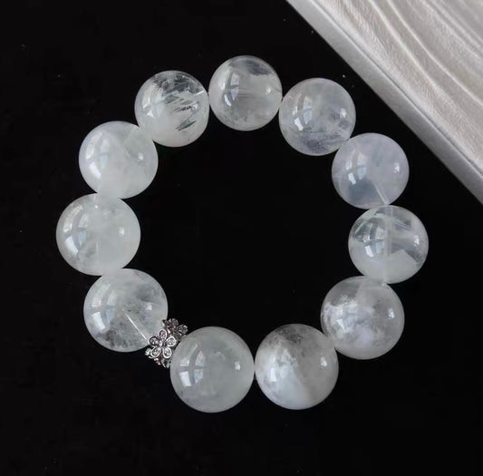Natural Snow phantom quartz Crystal beads bracelet 19mm