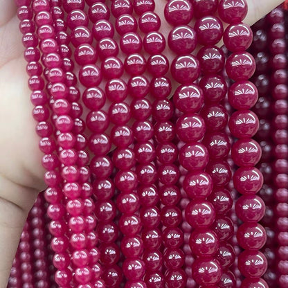 Natural Genuine red corundum smooth round beads
