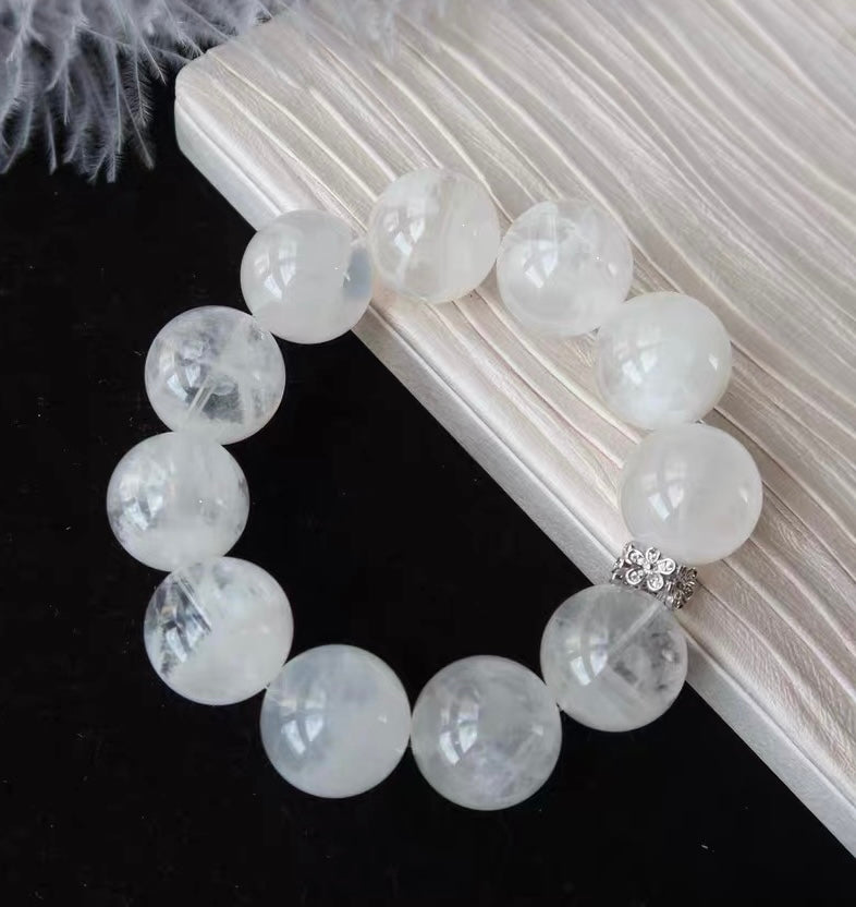 Natural Snow phantom quartz Crystal beads bracelet 19mm