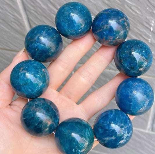 30MM Natural blue Apatite beaded bracelet