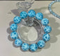 17mm Natural blue Larimar round handmade beaded bracelet