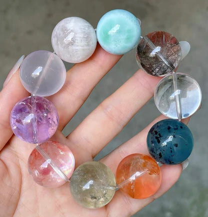 Natural Mixed Crystal Gemstone beaded bracelet 22mm