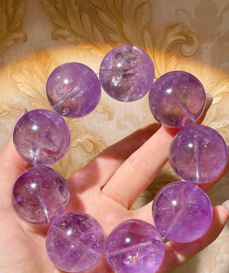 28MM Lavender Purple Amethyst Quartz Crystal bracelet