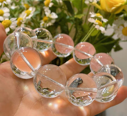 Natural white clear Rock quartz Crystal beads bracelet 20mm