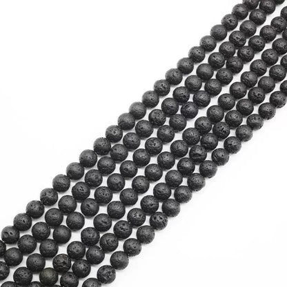 Natural Black lava round beads, Untreated Beads,Volcanic Rock Beads