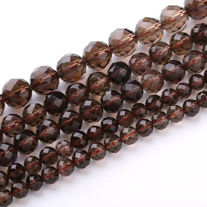 Natural Smoky Quartz Crystal Faceted diamond loose beads