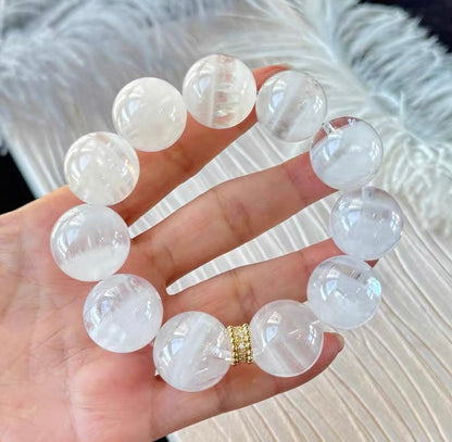 19mm Natural Rainbow Snow phantom quartz Crystal beads bracelet