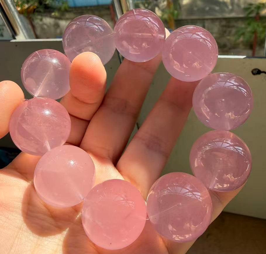 Natural Starlight pink Rose quartz Crystal beads bracelet 22mm