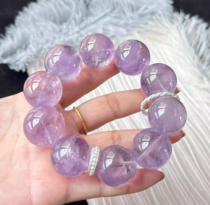 22MM Lavender Purple Amethyst Quartz Crystal bracelet