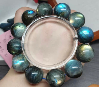 19mm Natural Rainbow Flashlight labradorite Gray moonstone beads bracelet