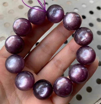 16mm purple Lepidolite Round beaded bracelet