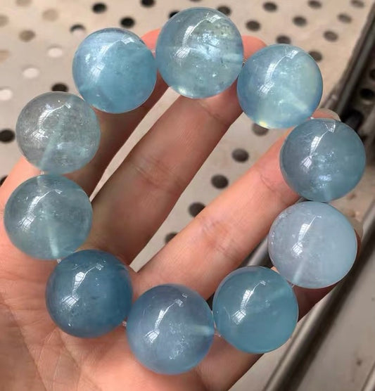 20mm Natural Starlight Blue Aquamarine beaded bracelet