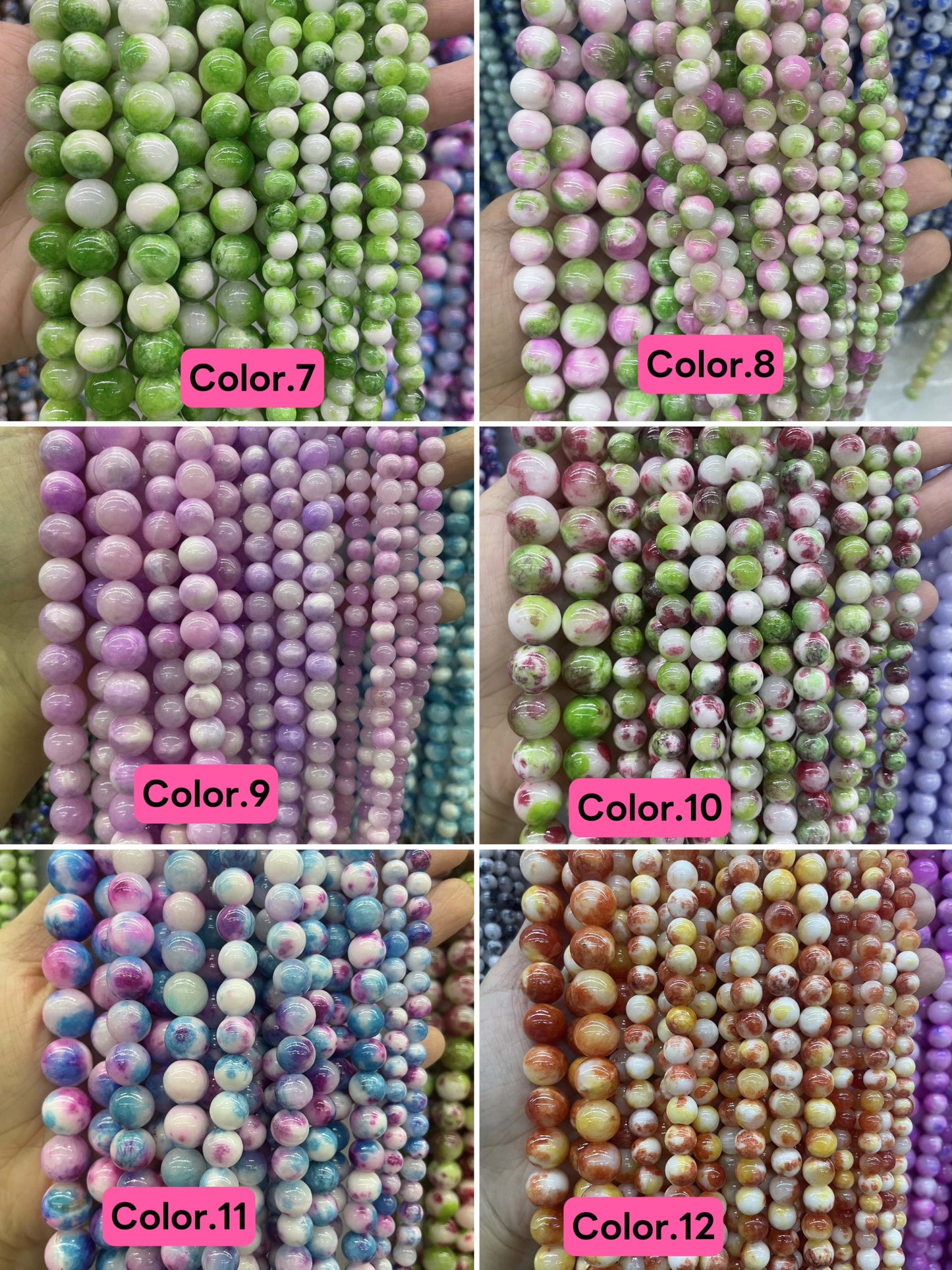 Rainbow Jade smooth round loose beads