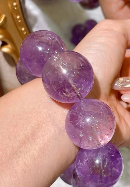 25MM Lavender Purple Amethyst Quartz Crystal bracelet