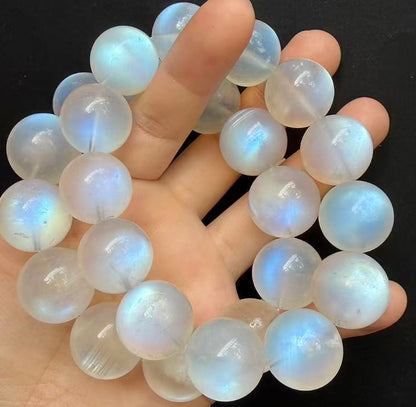 20mm Natural Blue Flashlight white moonstone beads bracelet