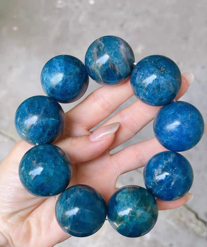 30MM Natural blue Apatite beaded bracelet