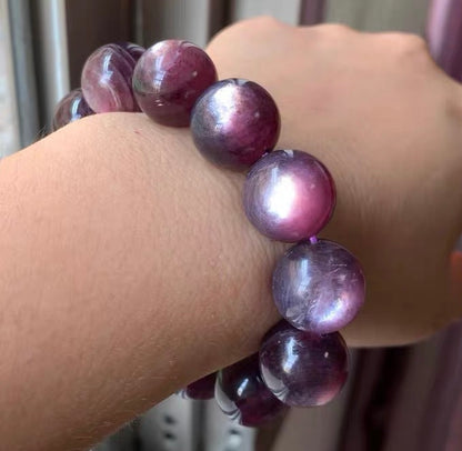 16mm purple Lepidolite Round beaded bracelet