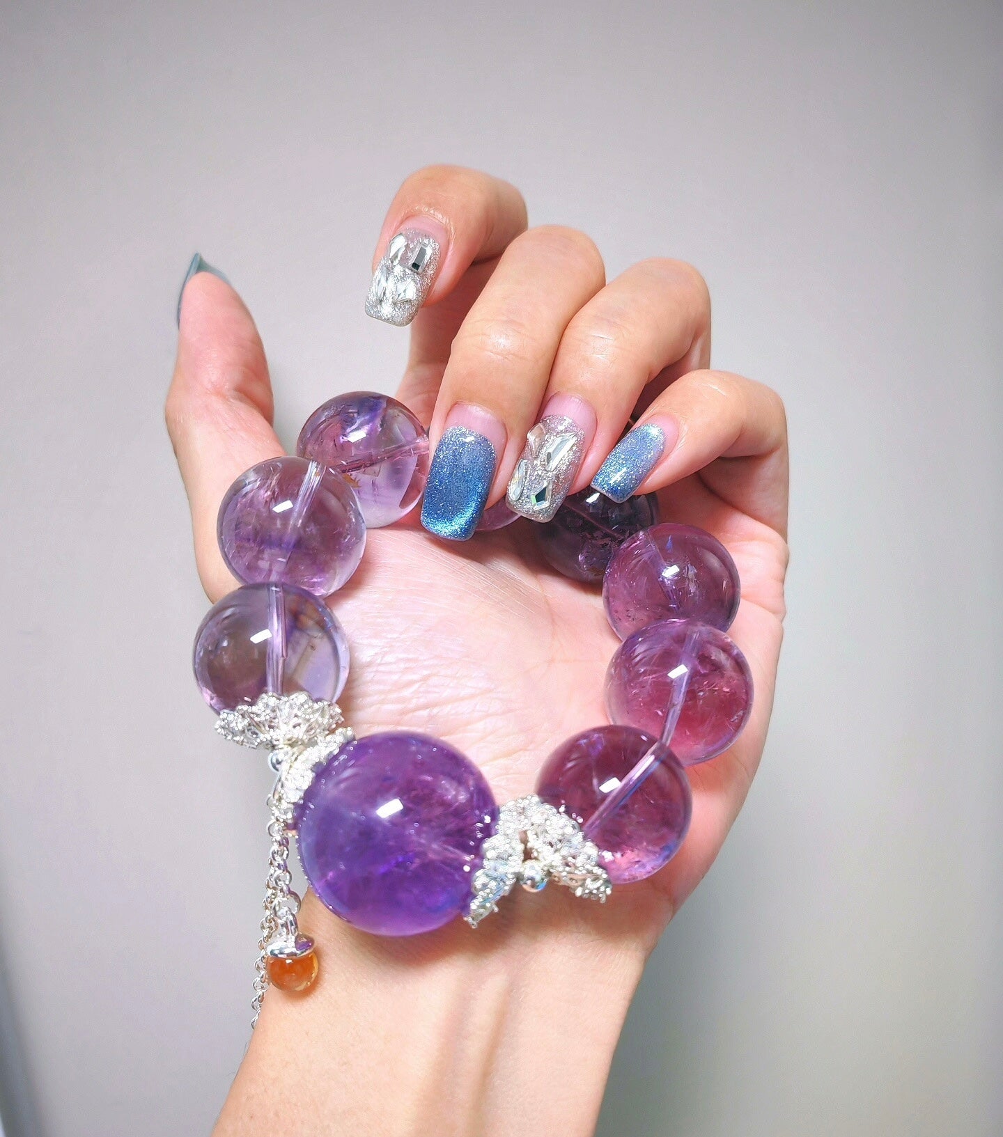 Natural lavender Amethyst Quartz crystal purple beads bracelet 20mm