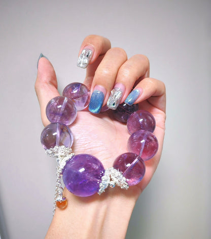 Natural lavender Amethyst Quartz crystal purple beads bracelet 20mm