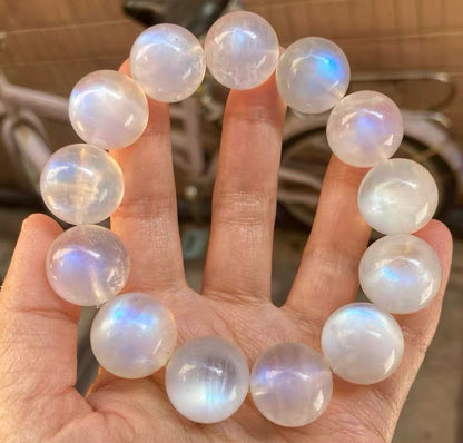 16-17MM Natural Rainbow blue moonstone beaded bracelet