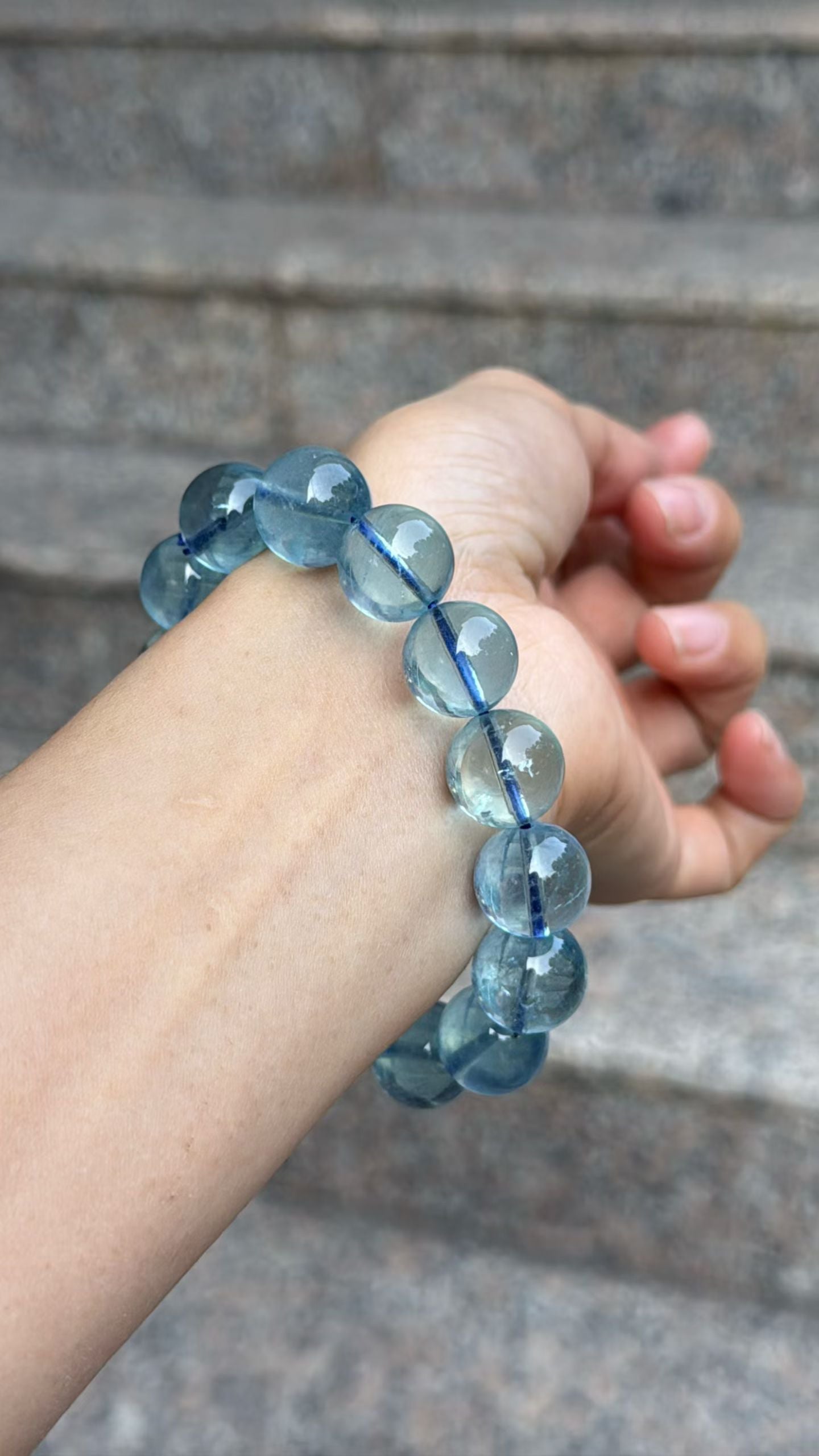 Natural Genuine blue aquamarine beads bracelet 13mm